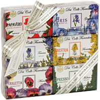 Nesti Dante Dei Colli Fiorentini Soap Set = Poppy 150 g + Sensual Iris 150 g + Lavender 150 g + Broom 150 g + Sweet Violetta 150 g + Cypress Tree 150 g