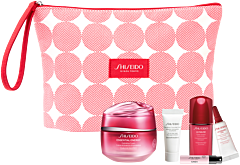 Shiseido Essential Energy Holiday Set = Essential Energy Hydrating Cream 50ml + Cleansing Foam 5ml + UTM Power Infusing 10ml + GInza E.d.P. Spr. 0,8ml + Pouch