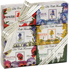 Nesti Dante Dei Colli Fiorentini Soap Set = Poppy 150 g + Sensual Iris 150 g + Lavender 150 g + Broom 150 g + Sweet Violetta 150 g + Cypress Tree 150 g