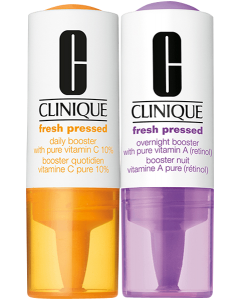 Clinique Fresh Pressed Kit = Daily Booster with Pure Vitamin C 10% 10 ml + Overnight Booster with Pure Vitamin A (retinol) 10 ml