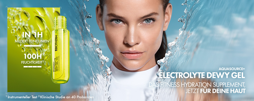Inspiriert von der feuchtigkeitsspendenden Wirkung von Elektrolyten im Fitnessbereich, ist das Aquasource+ Electrolyte Dewy Gel 100 Stunden eine leichte Gel-Feuchtigkeitspflege.