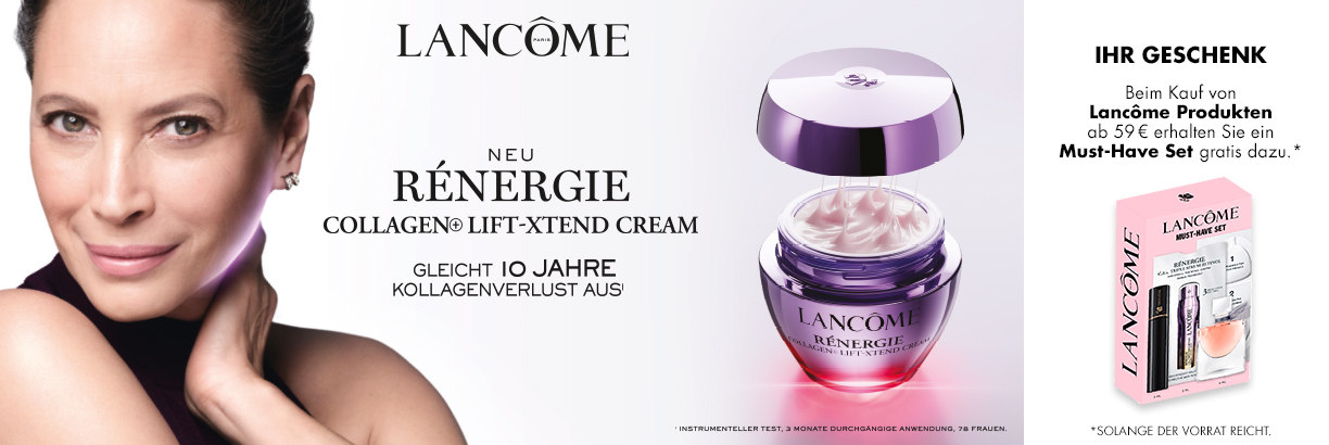 Entdecke ein neues Level des Anti-Aging mit der Lancôme Rénergie Collagen+ Lift-Xtend Creme. Vom ästhetischen Fadenlifting-Verfahren inspiriert wurde diese innovative Creme mit Kollagenfäden, Kollagenpeptiden und Kupfertripeptid formuliert, um die sichtba