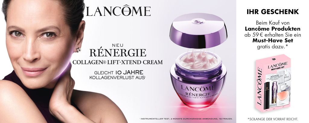 Entdecke ein neues Level des Anti-Aging mit der Lancôme Rénergie Collagen+ Lift-Xtend Creme. Vom ästhetischen Fadenlifting-Verfahren inspiriert wurde diese innovative Creme mit Kollagenfäden, Kollagenpeptiden und Kupfertripeptid formuliert, um die sichtba