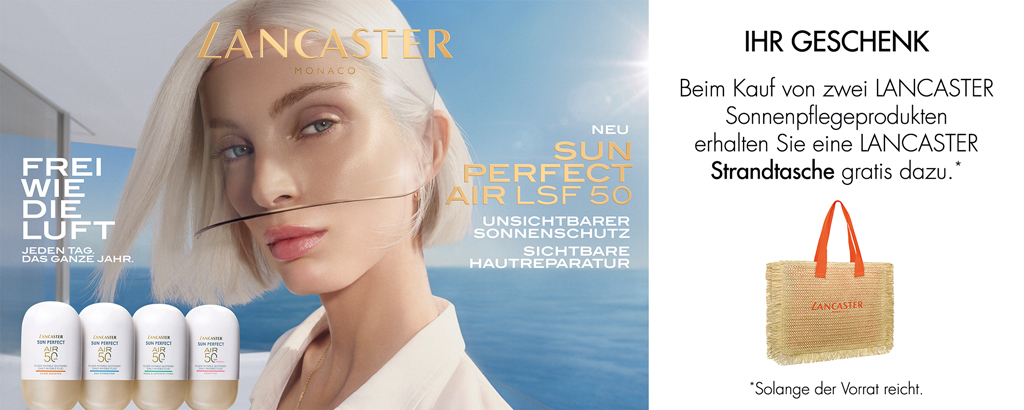 Sun Perfect Air ist die erste tägliche Sonnenschutzlinie von Lancaster, die unsichtbaren Sonnenschutz mit bemerkenswerten Ergebnissen für die Haut vereint – egal, welches Hautbedürfnis du hast. Sie sorgt immer für ein perfektes, makelloses Hautbild – ganz