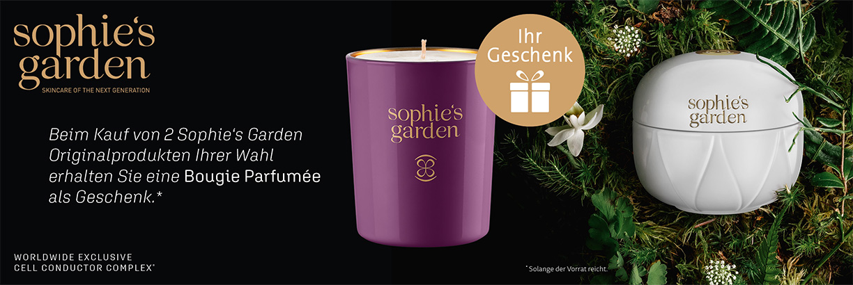Eine Hommage an Luxus, Natur und Wissenschaft , Schönheit und Verantwortung.  SOPHIE‘S GARDEN entwickelte in fünf-jähriger Forschung den revolutionären, weltweit  exklusiven Cell Conductor Complex®. Dieser setzt dort an, wo Hautalterung beginnt –  an den 