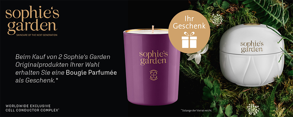 Eine Hommage an Luxus, Natur und Wissenschaft , Schönheit und Verantwortung.  SOPHIE‘S GARDEN entwickelte in fünf-jähriger Forschung den revolutionären, weltweit  exklusiven Cell Conductor Complex®. Dieser setzt dort an, wo Hautalterung beginnt –  an den 